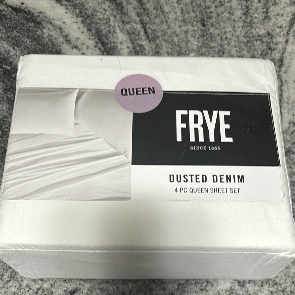4-pc FRYE Dusted Denim Queen Sheet Set - NWT extra comfort blend